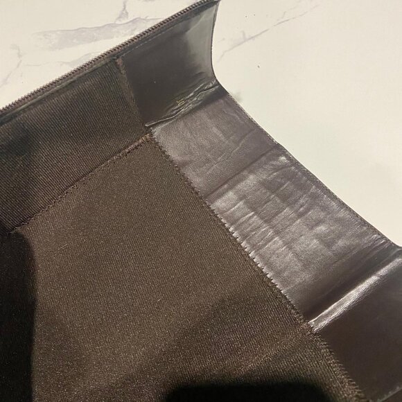 Brown Tall Leather Boots – Croc-Embossed – Block Heel – Almost New - Picture 4 of 5